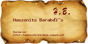 Haszonits Barabás névjegykártya